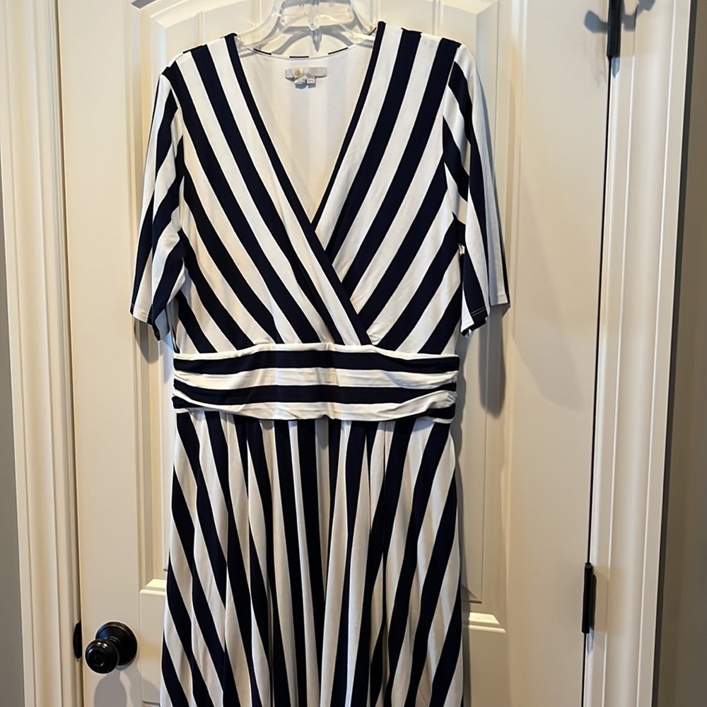 Boden navy white striped short sleeve maxi dress 14L nautical preppy coastal - Picture 4 of 14
